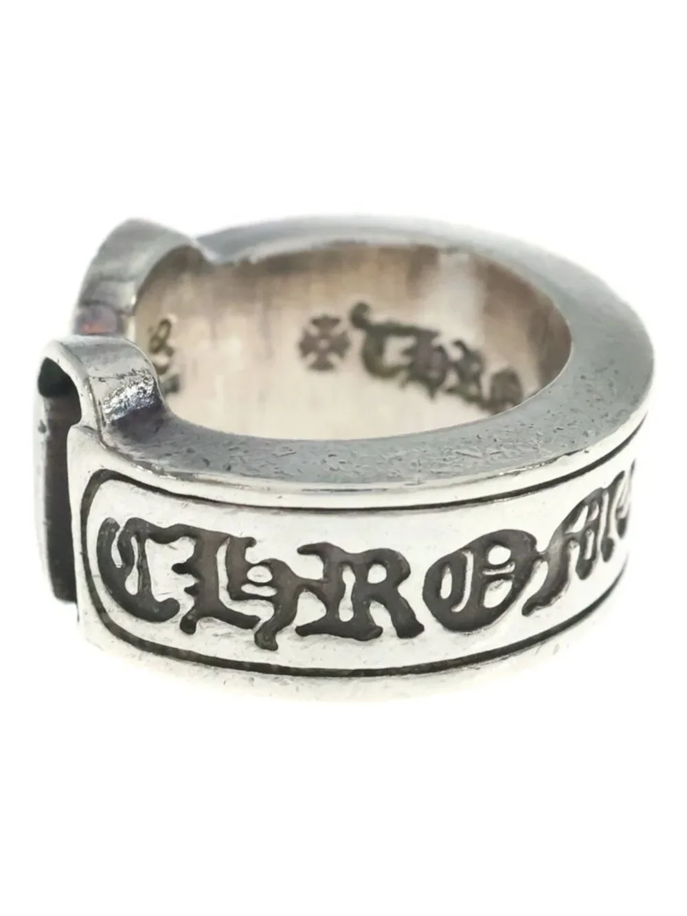 Chrome Hearts LG Scroll Label Large Ring Silver